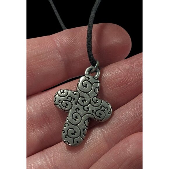Vintage Bob Siemon Designs Art "His Love Never Ends" Cross Necklace - Picture 5 of 10